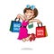 Cartoon Happy Shopper Girl