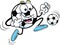 Cartoon happy soccer ball kicking a ball.