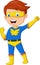 Cartoon happy superhero boy posing