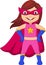 Cartoon happy superhero girl posing