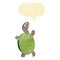 cartoon happy turtle with speech bubble