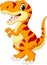 Cartoon happy tyrannosaurus on white background