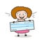 Cartoon Happy Young Lady Showing Salary Cheque Vector Concept