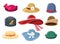 Cartoon hats set