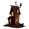 Cartoon haunted old house. Vetor illustration isolated