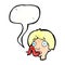 cartoon head sticking out tongue with speech bubble