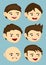 Cartoon Heads with Different Facial Expressions and Hairstyle