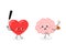 Cartoon heart and brain playing baseball game