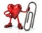 Cartoon heart character and silver paper clip