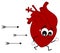 Cartoon heart runaway arrows funny concept illustration