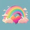 Cartoon heart in the sky with a rainbow. Valentine background. Love. Valentine`s day poster. Lgbt love. Heart. Rainbow