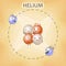 Cartoon helium atom, vector illustration