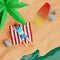 Cartoon hello summer 3d illustration