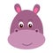 Cartoon hippo head,vector animal head.Animal head sticker