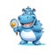 Cartoon hippo hippopotamus mascot playing tennis