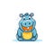 Cartoon hippo hippopotamus mascot with smiley face