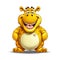 Cartoon hippo hippopotamus mascot with smiley face