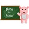 Cartoon Hippo wrote chalk on a blackboard