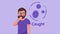 Cartoon hipster bearded young man with coronavirus dry cough symptom. 4k motion design animataion