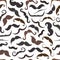 Cartoon hipster male mustaches seamless pattern