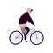 Cartoon hipster male riding city bicycle vector flat illustration. Active teenager man on retro bike isolated on white