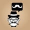 Cartoon hipster mustache retro background