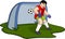 Cartoon holey goalkeeper