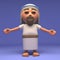 Cartoon Holy Jesus Christ with arms outstretched, 3d illustration
