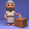 Cartoon Holy Jesus Christ casts his vote for peace, 3d illustration