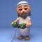 Cartoon Holy Jesus Christ playing a videogame, 3d illustration