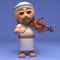 Cartoon Holy Jesus Christ playing a violin, 3d illustration