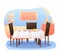 Cartoon home living room with served dining table