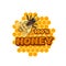 Cartoon honey and bee icon, apiary beekeeping