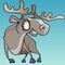 Cartoon horned smiling elk with big eyes