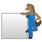 Cartoon Horse Character Illustration holding a Blank Signage