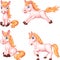 Cartoon horse collection set