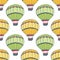 Cartoon hot air balloons illustration vector seamless patter.