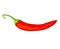 Cartoon hot red chilli pepper, horizontal view.