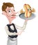 Cartoon Hotdog Waiter Butler Pointing