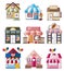 Cartoon house / shop icons collection