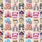 Cartoon house / shop seamless pattern