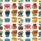 Cartoon house / shop seamless pattern