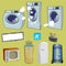 Cartoon household items different washing machine