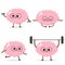 Cartoon human brain running, weight lifting, meditating