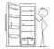 Cartoon of Hungry Man Looking in Empty Fridge or Refrigerator