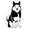 Cartoon husky logo. Portrait of a husky on white background. Black and white dog silhouette. Vector illustration of a pet. Hand