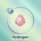 Cartoon hydrogen atom, vector illustration