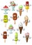 Cartoon ice cream characters for desserts design