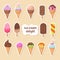 Cartoon ice creams vector stickers and patches