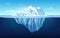 Cartoon iceberg. Growler floating In ocean, underwater part of the iceberg and tip. Giant ice ship vector background